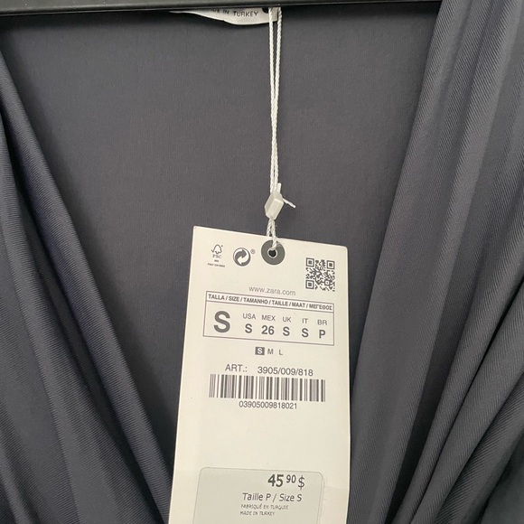 Zara Grey Bodycon Ruched Midi Dress - Picture 2 of 4